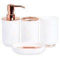 Blue Donuts Bathroom Accessory Set, Rose Gold and White, 4 Pieces BD3550359